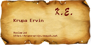 Krupa Ervin névjegykártya